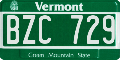 VT license plate BZC729