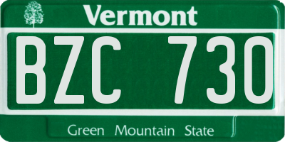 VT license plate BZC730