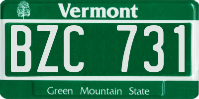 VT license plate BZC731