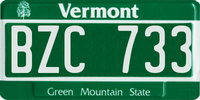 VT license plate BZC733