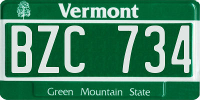 VT license plate BZC734