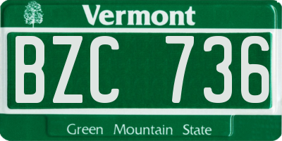 VT license plate BZC736