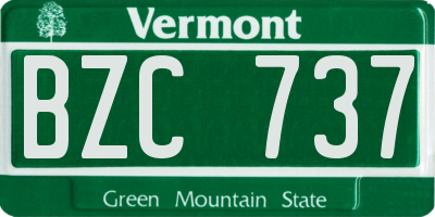 VT license plate BZC737