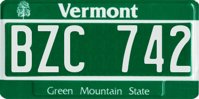 VT license plate BZC742