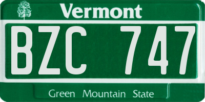 VT license plate BZC747