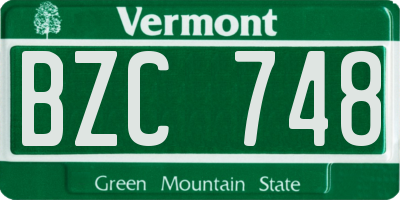 VT license plate BZC748