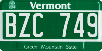 VT license plate BZC749