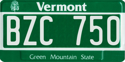 VT license plate BZC750