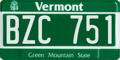 VT license plate BZC751