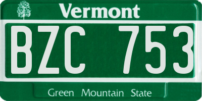 VT license plate BZC753