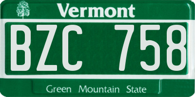 VT license plate BZC758