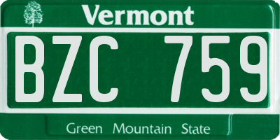 VT license plate BZC759