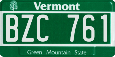 VT license plate BZC761