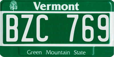 VT license plate BZC769