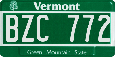 VT license plate BZC772