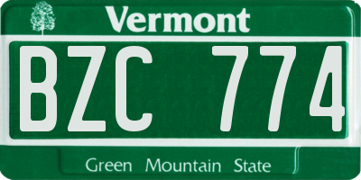 VT license plate BZC774