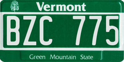 VT license plate BZC775