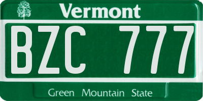 VT license plate BZC777