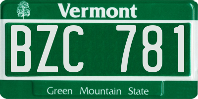 VT license plate BZC781