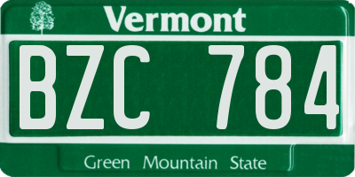 VT license plate BZC784