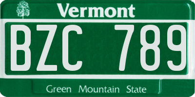 VT license plate BZC789