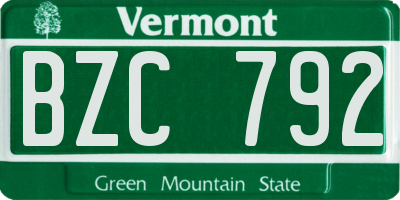VT license plate BZC792