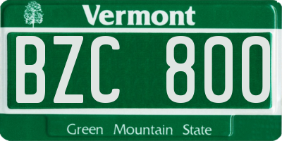 VT license plate BZC800