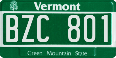 VT license plate BZC801