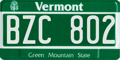 VT license plate BZC802