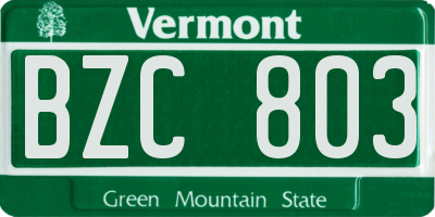 VT license plate BZC803