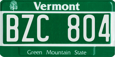 VT license plate BZC804
