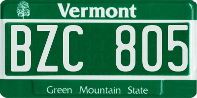 VT license plate BZC805