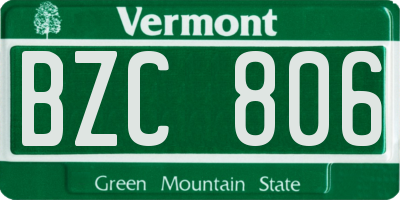 VT license plate BZC806