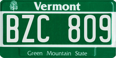 VT license plate BZC809