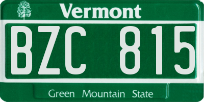 VT license plate BZC815