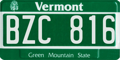 VT license plate BZC816
