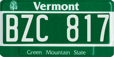 VT license plate BZC817