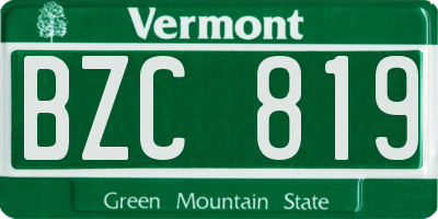 VT license plate BZC819