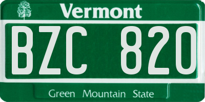 VT license plate BZC820