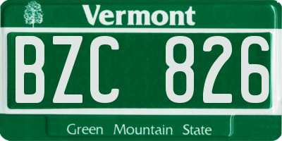 VT license plate BZC826