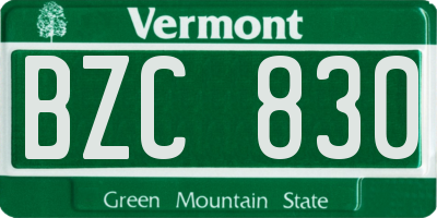VT license plate BZC830