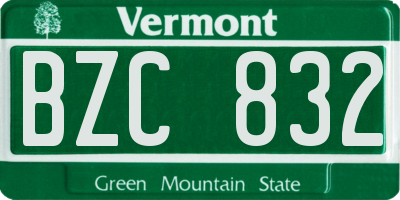VT license plate BZC832