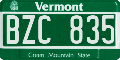 VT license plate BZC835