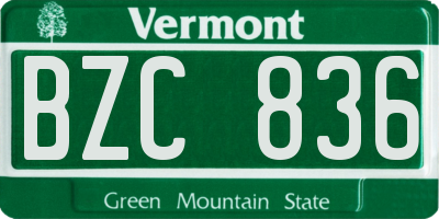 VT license plate BZC836