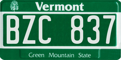 VT license plate BZC837