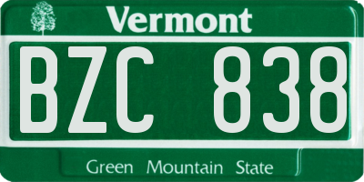 VT license plate BZC838