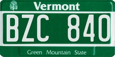 VT license plate BZC840