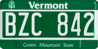 VT license plate BZC842