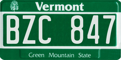 VT license plate BZC847