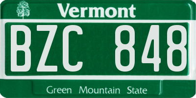 VT license plate BZC848